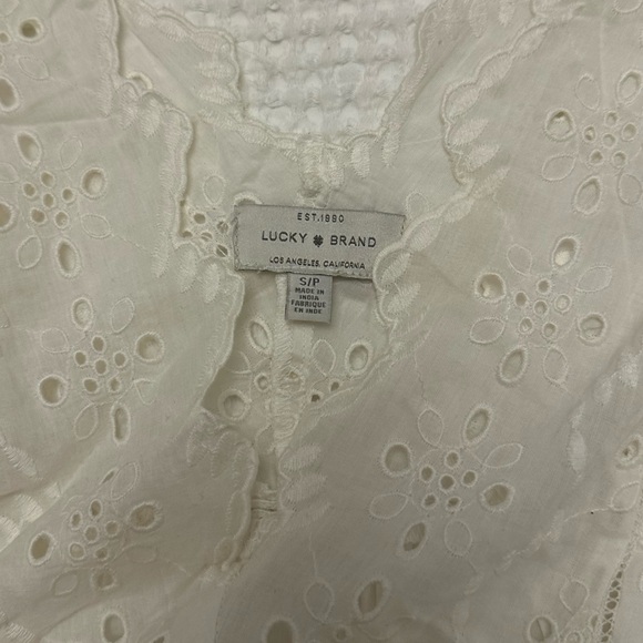 Lucky Brand Womens Eyelet Peasant Blouse Size Medium - Picture 9 of 9